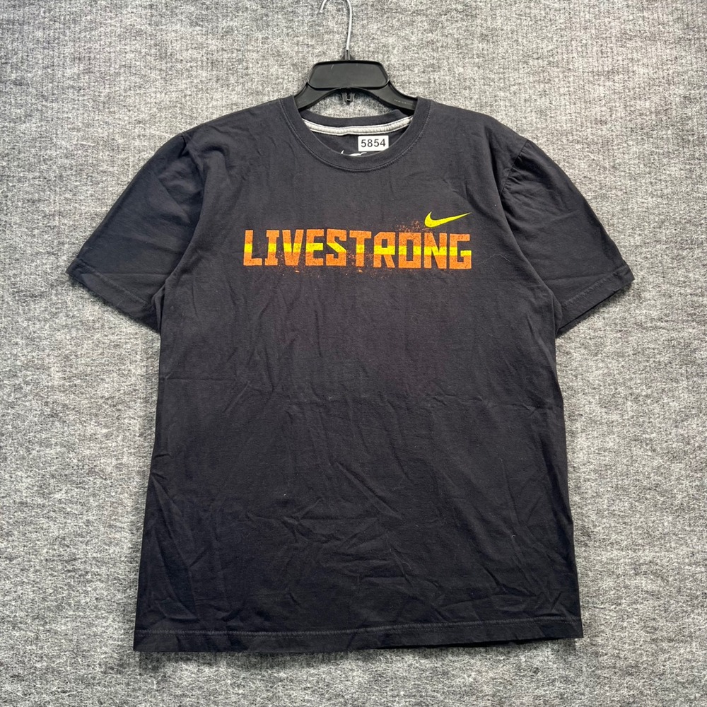 Nike Livestrong Graphic T-Shirt Mens Large Black Regular Fit 100% Cotton